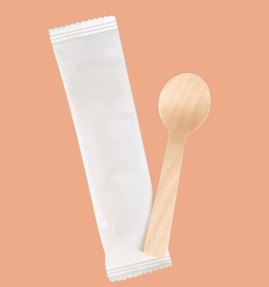 Wrapped Wooden Dessert Spoon